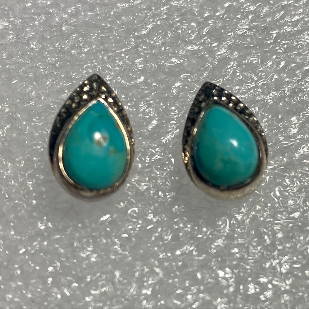 Sterling Post Earrings with Tear drop Turquoise.